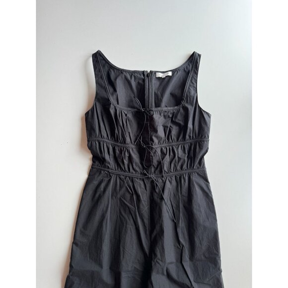 REBECCA TAYLOR Black Cotton Poplin Square Neck Wide Leg Cropped Jumpsuit, Size 2 - Picture 3 of 12